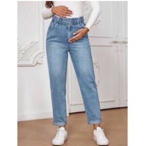 SHEIN Light Blue Maternity Straight Leg Jeans
